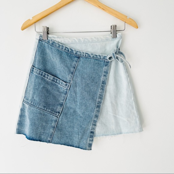 PacSun Dresses & Skirts - Pacsun Two-Tone Denim Wrap Mini Skirt